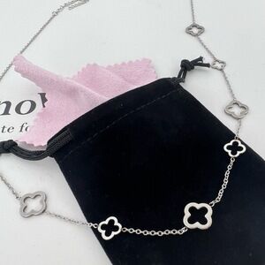 Silver Plated Floral clover Necklace chain stainless steel womens jewelry Gift